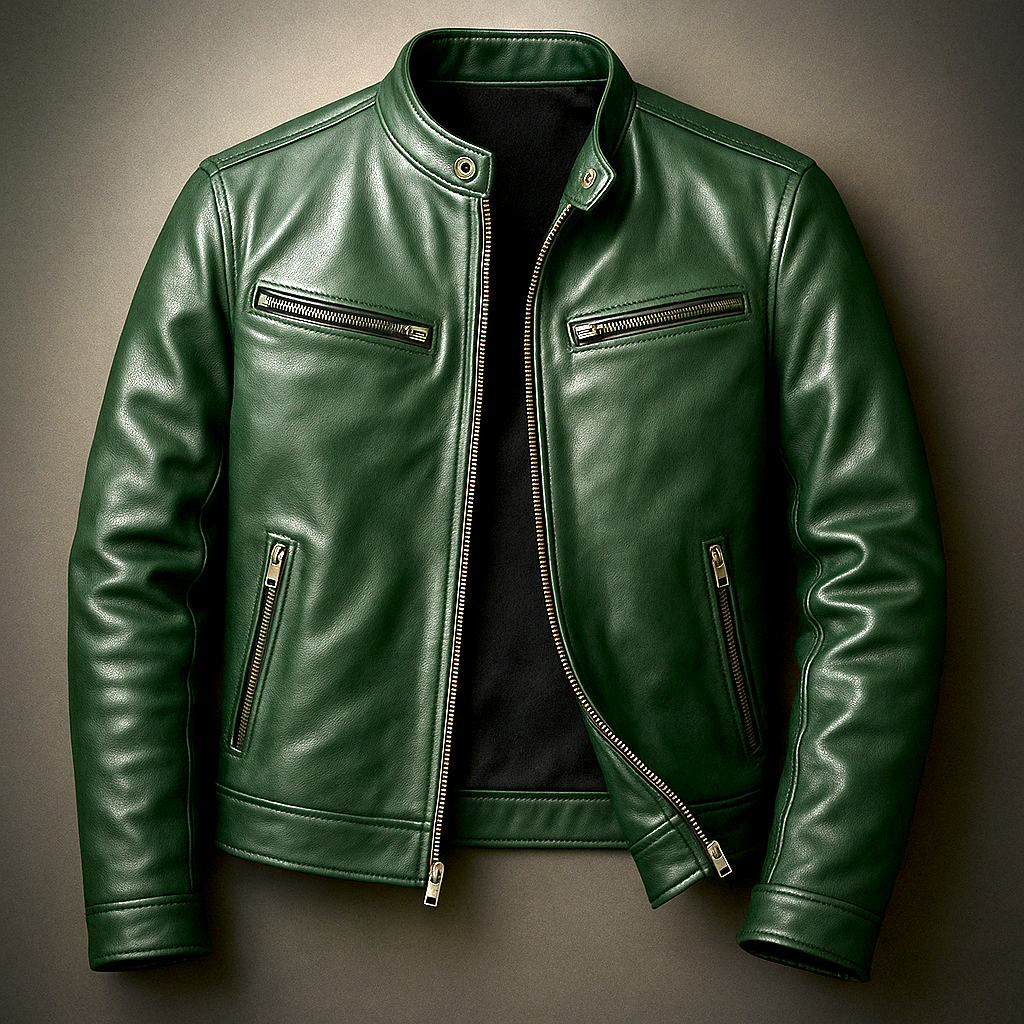 Werner Zigarrenbraun Vintage Leder-Optik Biker-Jacke für Herren | Casual Freizeit Vintage Stil - XS/S/M/L/XL/2XL/3XL