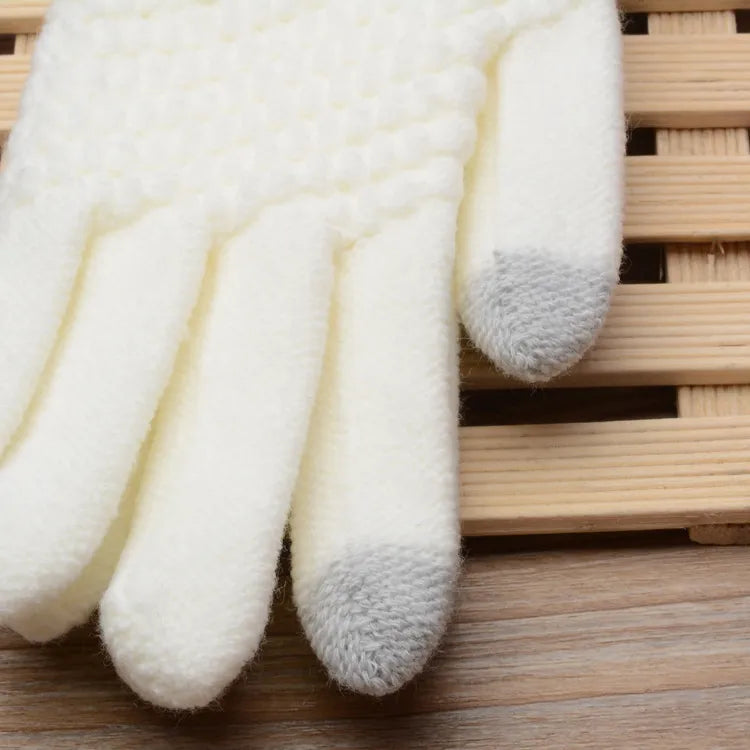 Hildegard Schwarz Gestrickte Touchscreen-Handschuhe für Damen | Warm Winter Strick - Einheitsgrösse