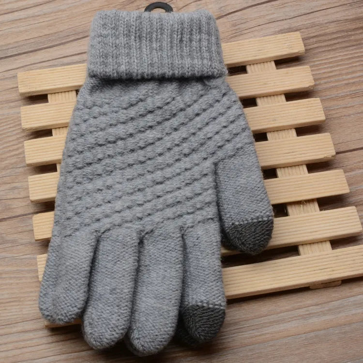 Hildegard Schwarz Gestrickte Touchscreen-Handschuhe für Damen | Warm Winter Strick - Einheitsgrösse