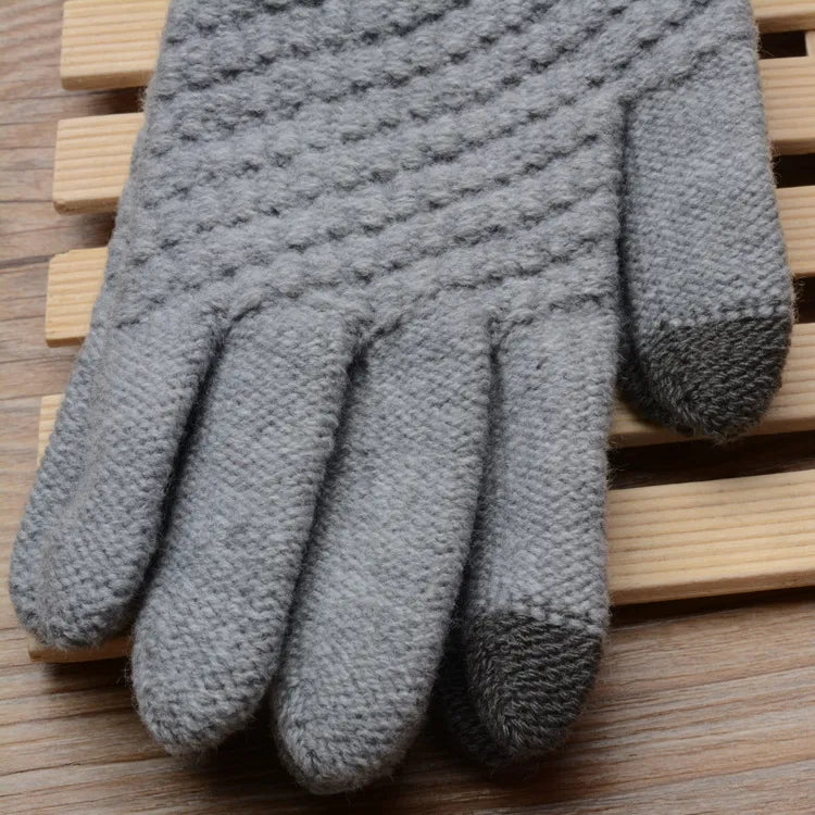 Hildegard Schwarz Gestrickte Touchscreen-Handschuhe für Damen | Warm Winter Strick - Einheitsgrösse