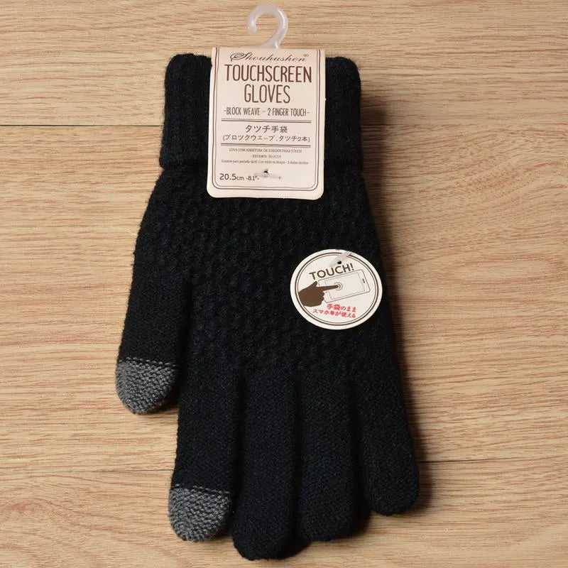 Hildegard Schwarz Gestrickte Touchscreen-Handschuhe für Damen | Warm Winter Strick - Einheitsgrösse