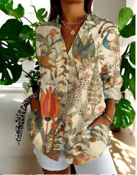 Blaire Damen Bluse | Printdesign mit Knopfleiste, 100% Baumwolle- S-5XL