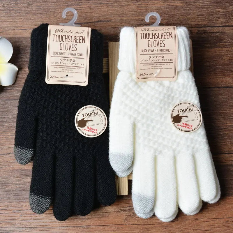 Hildegard Schwarz Gestrickte Touchscreen-Handschuhe für Damen | Warm Winter Strick - Einheitsgrösse