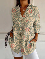 Blaire Damen Bluse | Printdesign mit Knopfleiste, 100% Baumwolle- S-5XL