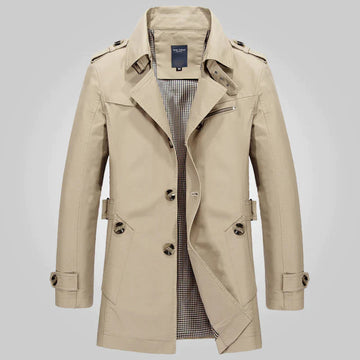 Rolf Khaki Klassischer Langer Trenchcoat für Herren | Zeitloser Stil Büro Stadtlook - XS/S/M/L/XL/2XL