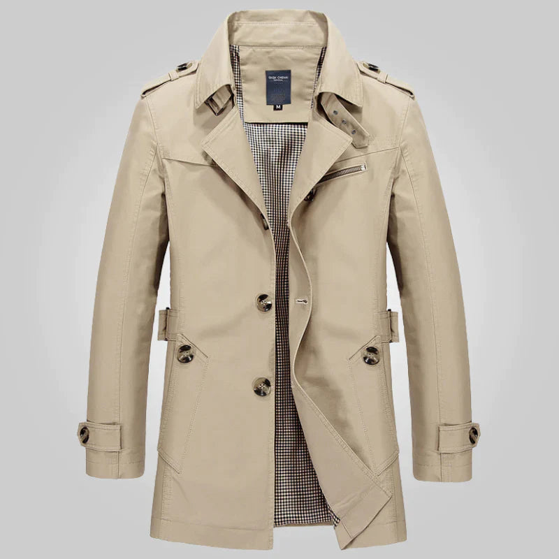Rolf Khaki Klassischer Langer Trenchcoat für Herren | Zeitloser Stil Büro Stadtlook - XS/S/M/L/XL/2XL