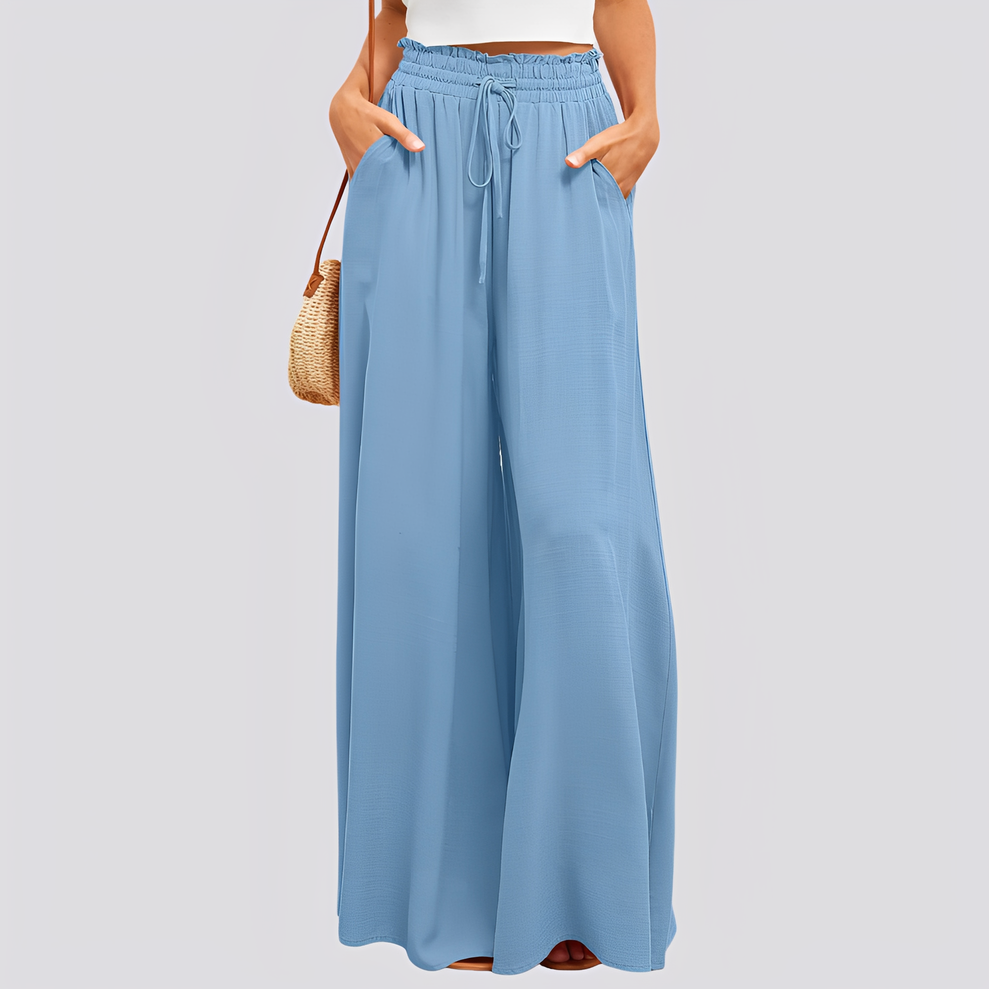 Regina Orange Weites Bein Palazzo Hose für Damen | Fliessende Passform | Alltag und Freizeit - S/M/L/XL/2XL