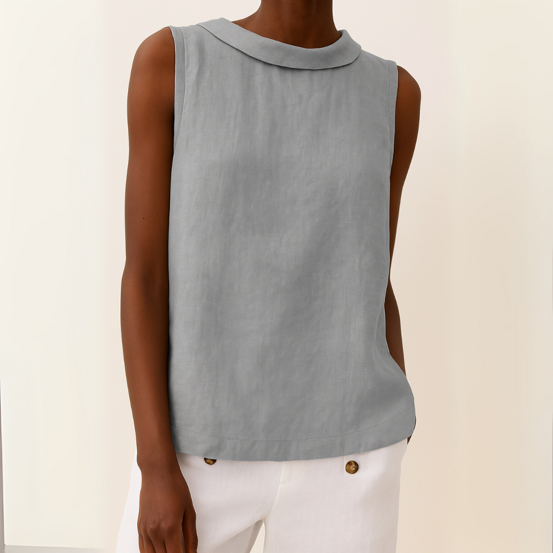 Heidi Grau Ärmellose Bluse mit Rollkragen für Damen | Eleganter Sommerfit | Alltag und Reisen - S/M/L/XL/2XL/3XL