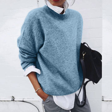 Vreni Blau Weicher Oversized Pullover für Damen | Rundhals Casual Herbst Winter - S/M/L/XL/2XL/3XL/4XL/5XL
