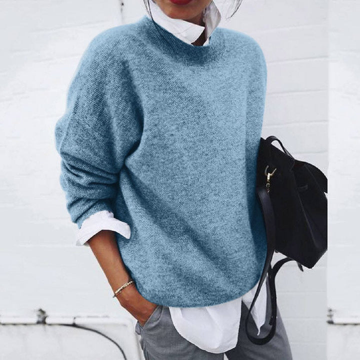 Vreni Blau Weicher Oversized Pullover für Damen | Rundhals Casual Herbst Winter - S/M/L/XL/2XL/3XL/4XL/5XL
