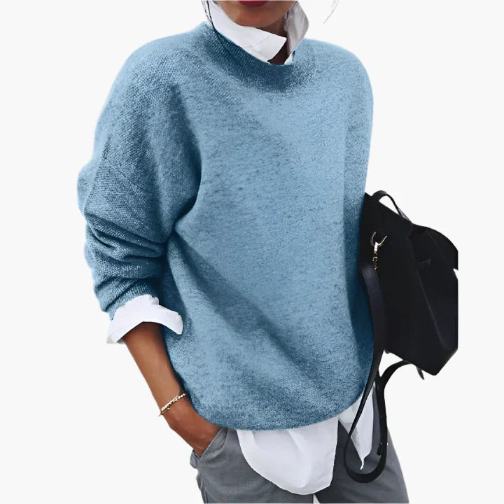 Hannelore Khaki Oversized Strickpullover für Damen | Rundhals Casual Büro Stil - S/M/L/XL/2XL/3XL