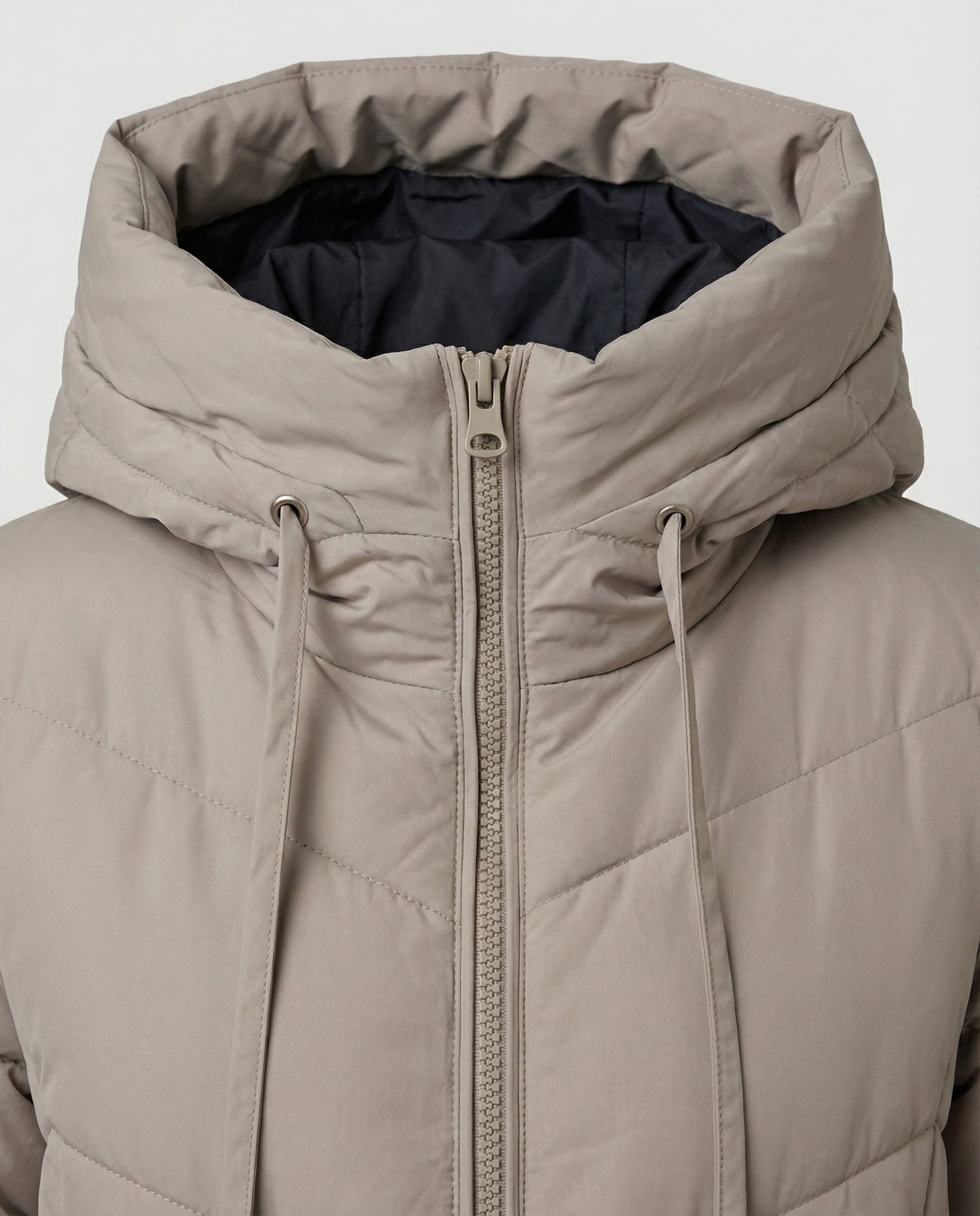 Vreni Schwarz Langer Gesteppter Wintermantel mit Kapuze für Damen | Isoliert Warm Winter - S/M/L/XL/2XL
