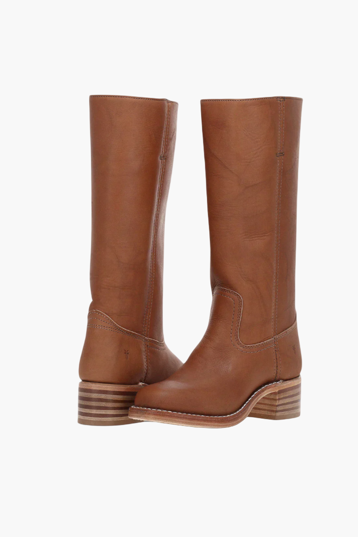 Vreni Braun Kniehohe Leder-Optik Stiefel für Damen | Retro Blockabsatz Casual Stil - EU 36-48