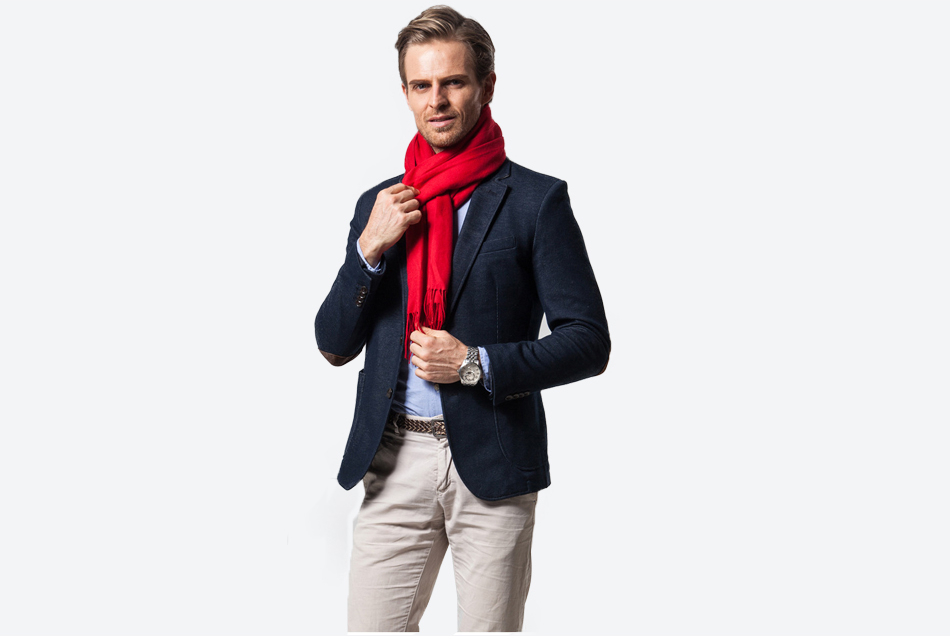 Heinz Rot Weicher Warmer Winterschal in Kaschmir-Optik für Herren | Eleganter Akzent im Casual Stil