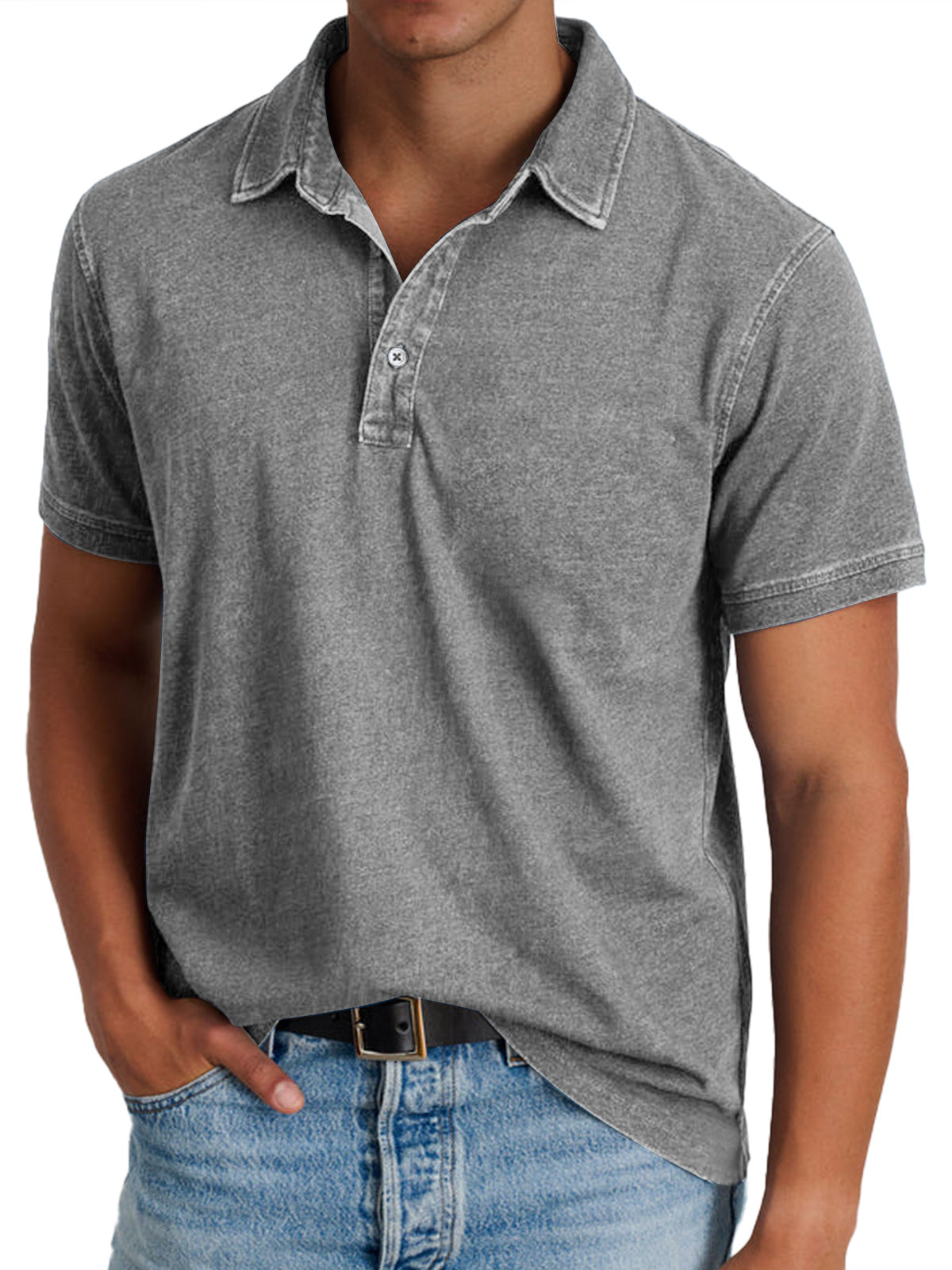 Roland Blau Vintage-Washed Polohemd für Herren | Entspannte Passform Zeitloser Stil | Freizeit und Reisen - S/M/L/XL/2XL/3XL/4XL
