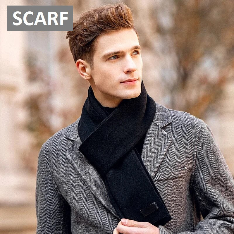 Hansjakob Dunkelgrau Warmer Winterschal für Herren | Kaschmir-Mix Elegant - Einheitsgrösse