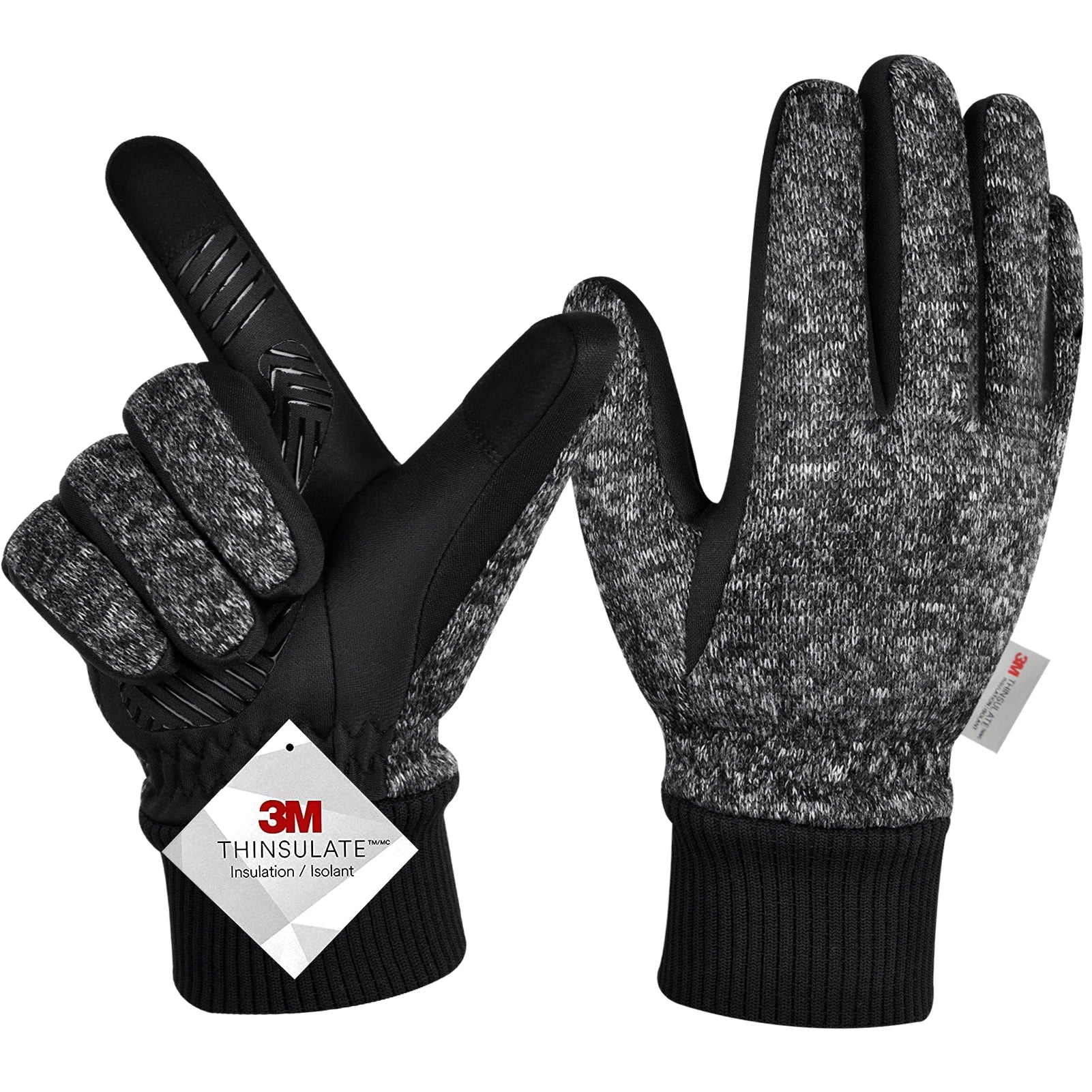 Werner Hellgrau Isolierte Touchscreen Winterhandschuhe für Herren | 3M Thinsulate Rutschfest Radfahren - S/M/L/XL/2XL