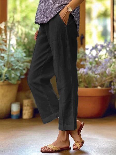 Susanne Weiß Weite Relaxed Hose für Damen | Leichte Sommerhose mit Seitentaschen | Freizeit und Reisen - S/M/L/XL/2XL-5XL