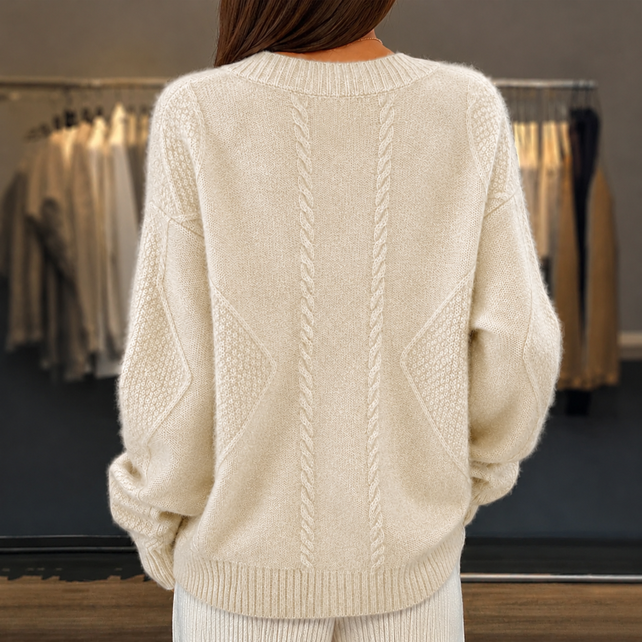 Vreni Rosa Gestrickte Strickjacke mit V-Ausschnitt für Damen | Casual Büroalltag Herbst - S/M/L/XL/2XL