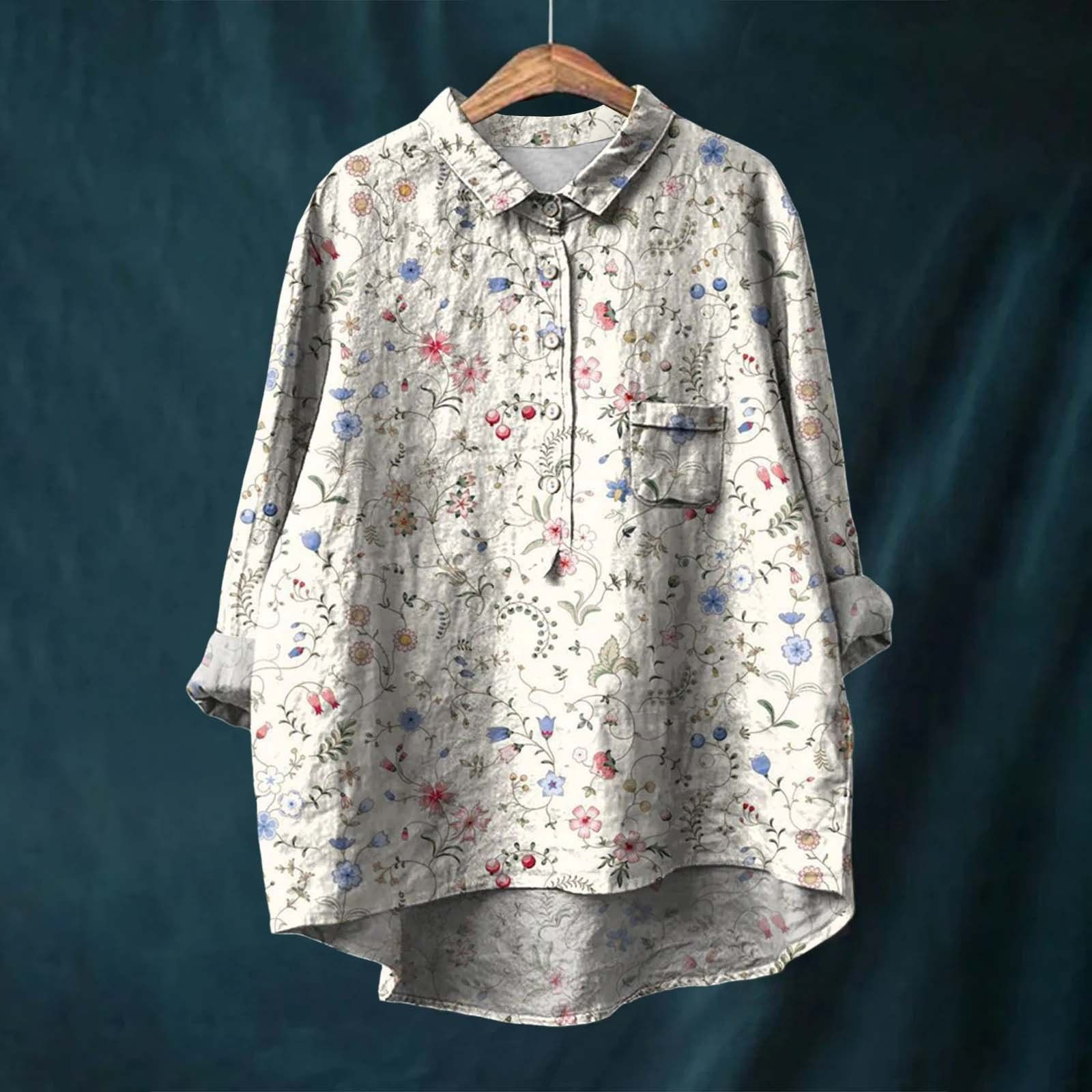 Rosa Damen Hemdbluse | Aquarell Blumenmuster, Oversized- S-5XL
