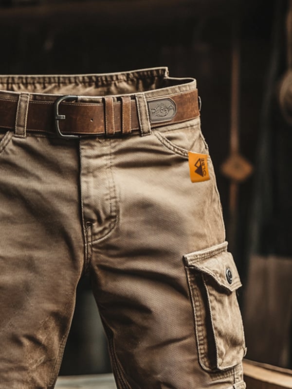 Markus Grau Relaxed Fit Cargo Shorts für Herren | Vintage Workwear-Stil | Freizeit und Outdoor - S-XXL