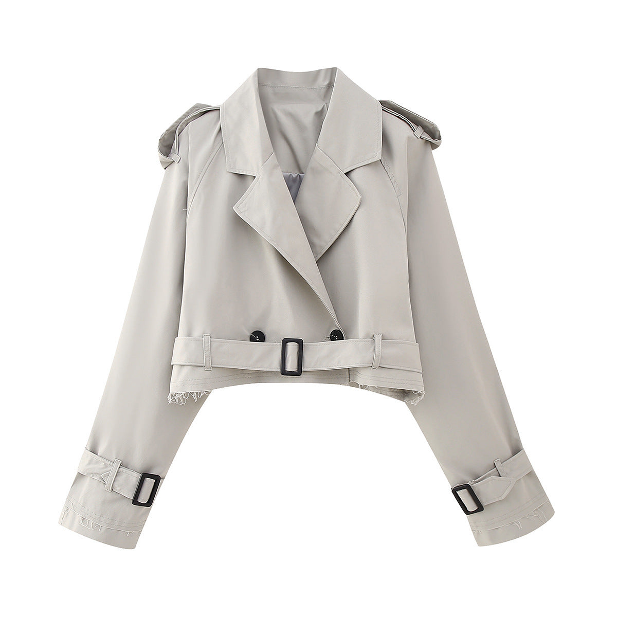 Elsa Beige Kurzer Trenchcoat mit Gürtel für Damen | Klassischer Casual Stil - XS/S/M/L