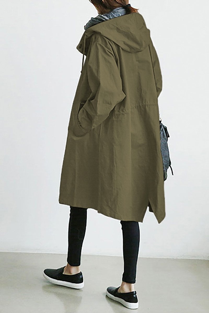 Änne Türkis Mittellange Kapuzenjacke mit Knopfleiste für Damen | Locker Casual Übergangszeit - S/M/L/XL/2XL/3XL/4XL