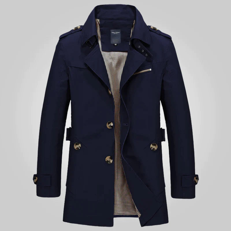 Rolf Khaki Klassischer Langer Trenchcoat für Herren | Zeitloser Stil Büro Stadtlook - XS/S/M/L/XL/2XL