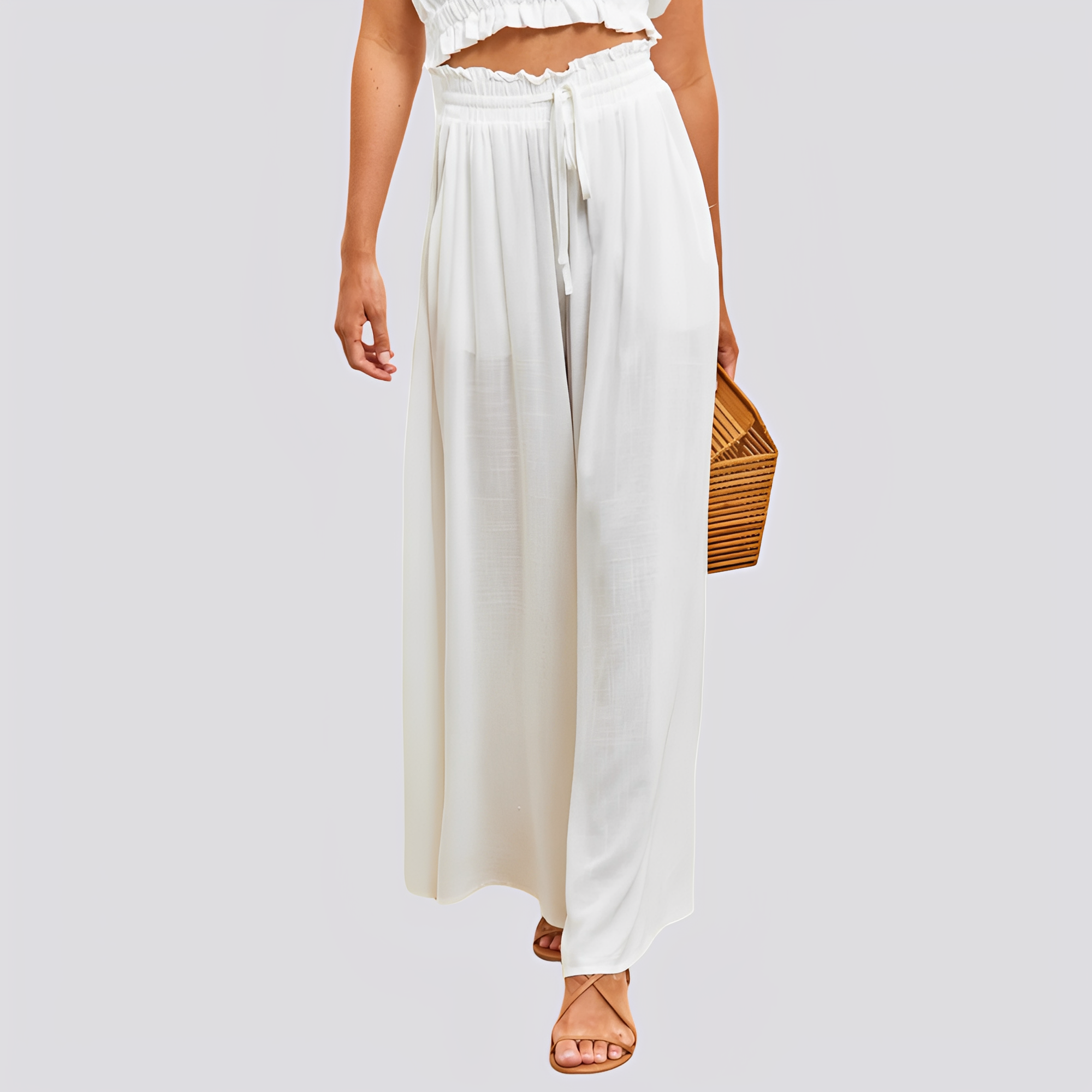 Regina Orange Weites Bein Palazzo Hose für Damen | Fliessende Passform | Alltag und Freizeit - S/M/L/XL/2XL