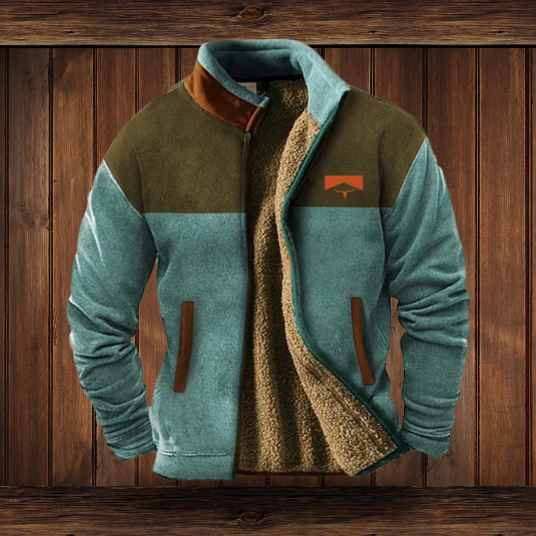 Ernst Grün Colourblock Fleece-Jacke für Herren | Patchwork Reissverschluss Freizeit - S-5XL