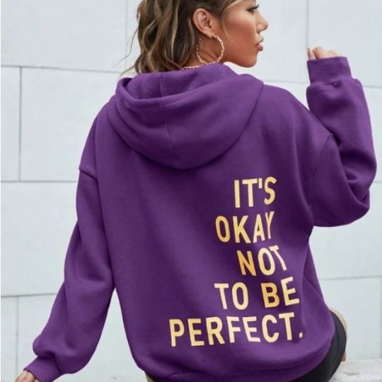 Vreni Schwarz Oversized Hoodie mit Kapuze und Rückenprint für Damen | Casual Statement Stil - XS/S/M/L/XL/2XL/3XL