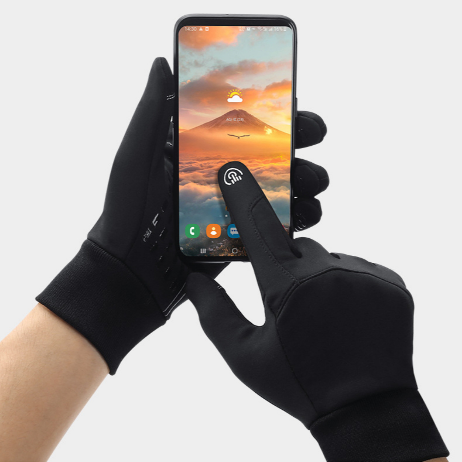 Beat Schwarz Winddichte Wasserabweisende Touchscreen-Winterhandschuhe mit Fleece-Innenseite | Outdoor Radfahren Freizeit - S/M/L