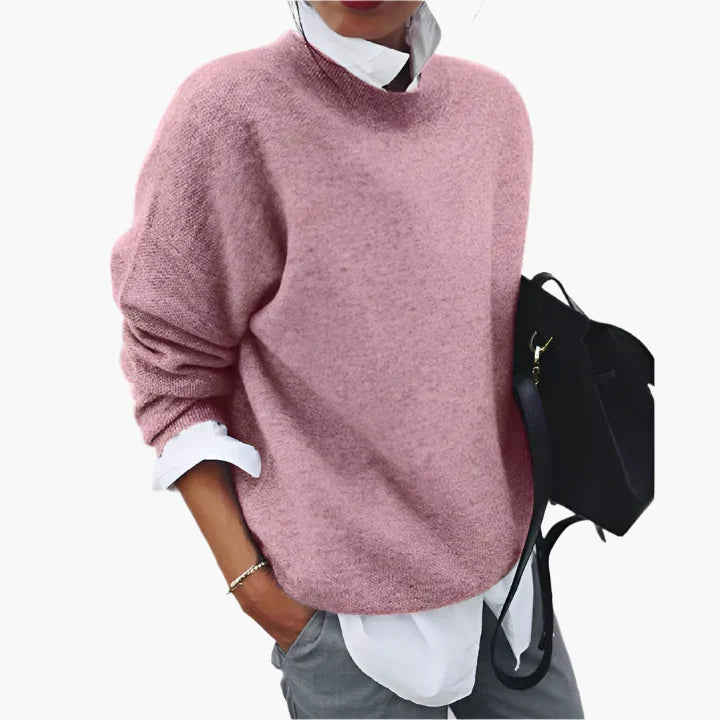 Hannelore Khaki Oversized Strickpullover für Damen | Rundhals Casual Büro Stil - S/M/L/XL/2XL/3XL
