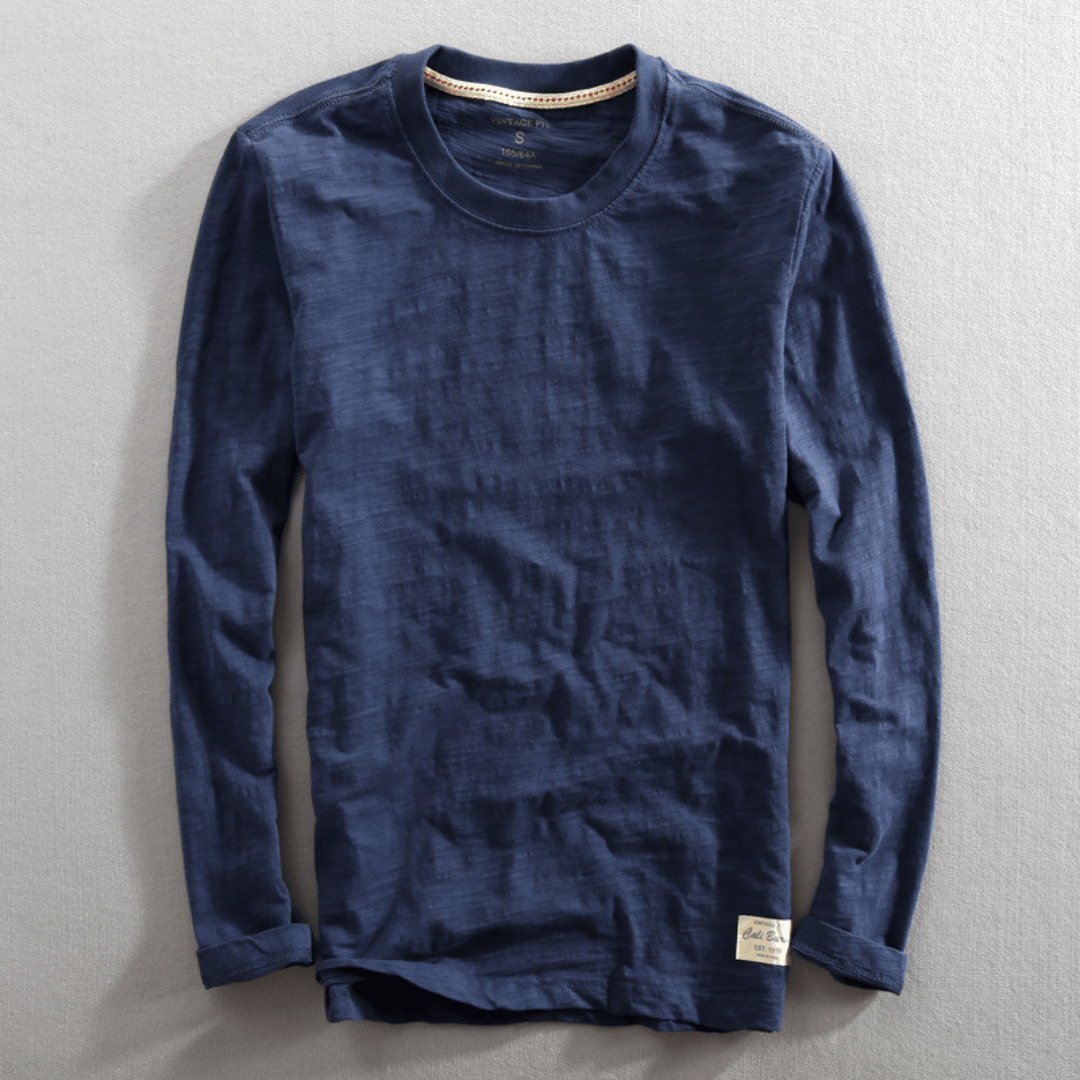 Werner Mitternachtsmarine Baumwoll Langarm-Shirt für Herren | Bequemer Vintage-Fit | Alltag & Freizeit - S/M/L/XL/2XL