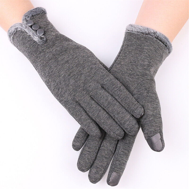Erika Schwarz Touchscreen-Handschuhe mit Kunstfell-Besatz für Damen | Warme Winterhandschuhe Casual - Einheitsgrösse
