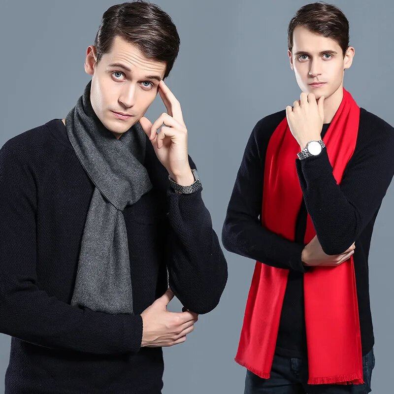 Hansjakob Rot/Grau Karierter Kaschmir-Schal für Herren | Winter Casual Büro - Einheitsgrösse