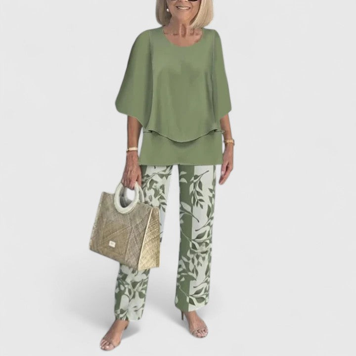 Anita Zweiteiler Layered-Bluse und Printerhose für Damen | Leichter fliessender Komfort - XS-3XL