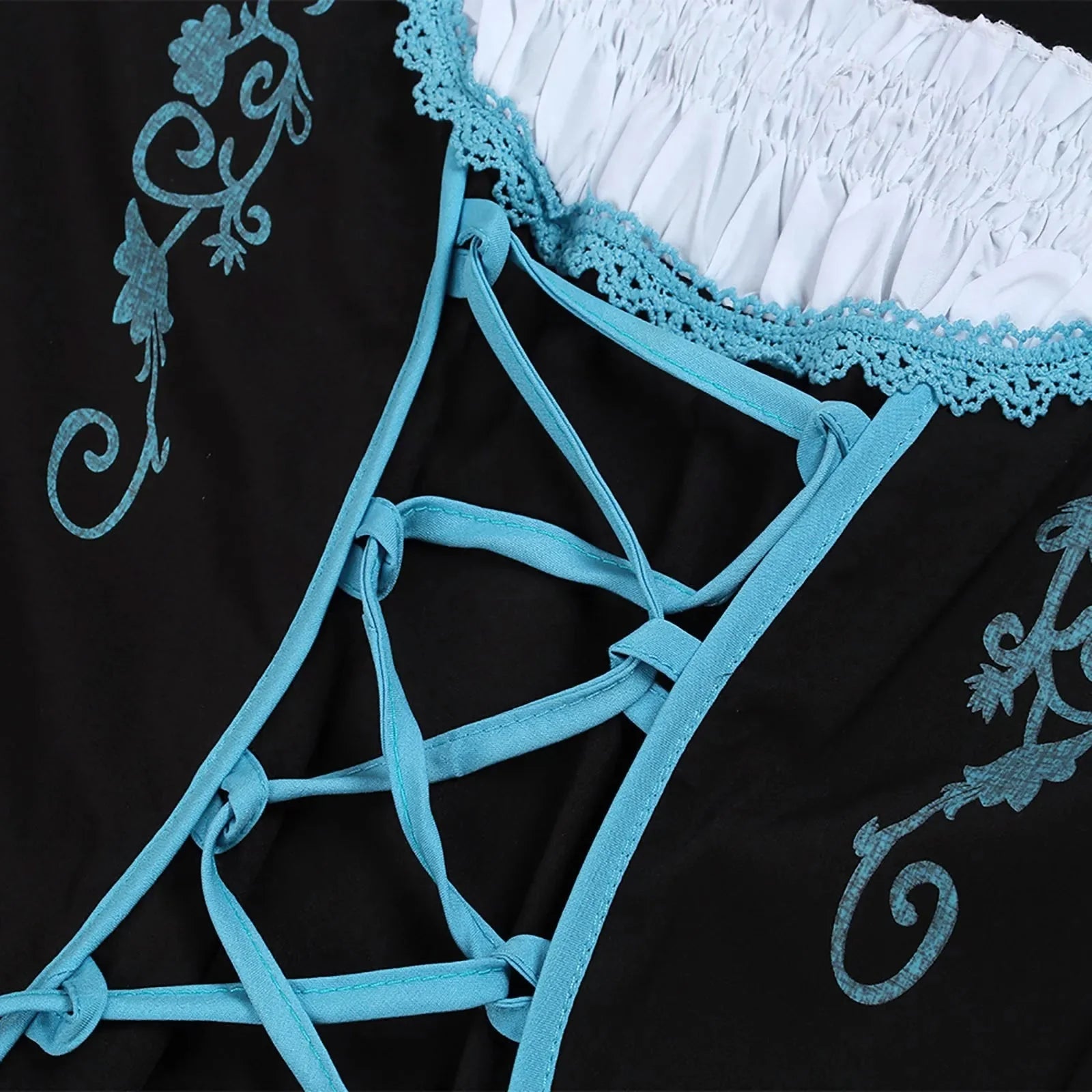 Vreni Blau Besticktes Dirndl-Kleid mit Schürze für Damen | Oktoberfest Volksfest Festlich - M/L/XL/2XL/3XL/4XL/5XL