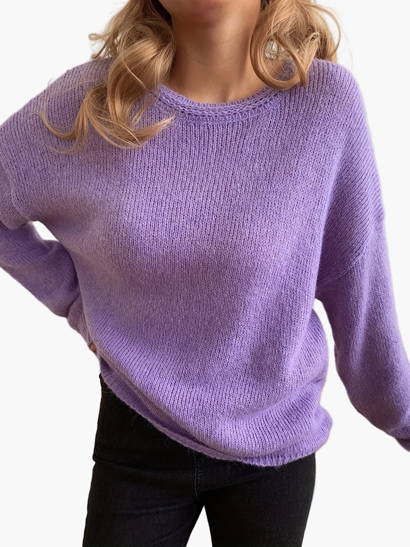 Ingrid Lila Weicher Strickpullover mit Rundhalsausschnitt für Damen | Casual Büro Alltag - S/M/XL/2XL