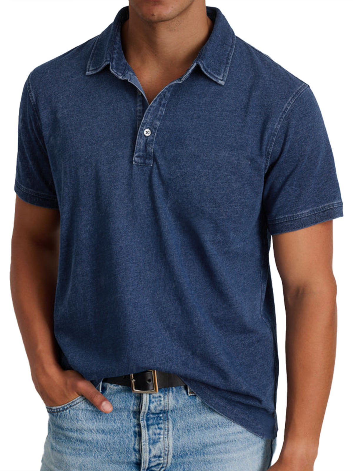 Roland Blau Vintage-Washed Polohemd für Herren | Entspannte Passform Zeitloser Stil | Freizeit und Reisen - S/M/L/XL/2XL/3XL/4XL