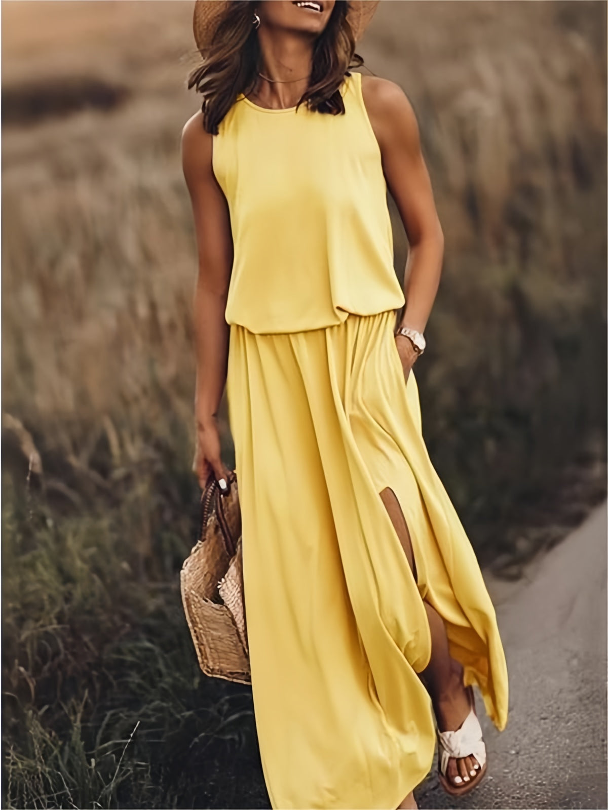 Minverva I ärmelloses maxikleid