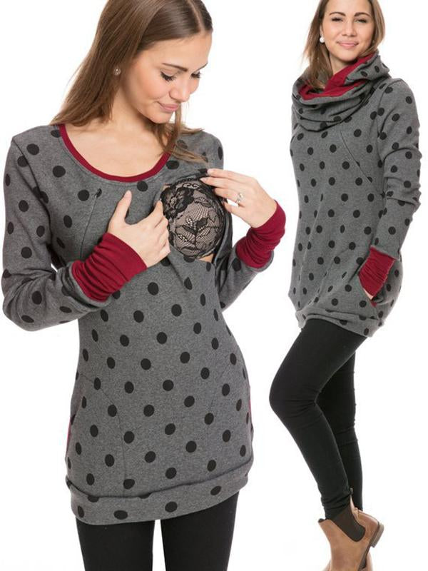 Adelheid Grau Bedrucktes Still-Sweatshirt mit Stillfunktion für Damen | Schwangerschaft Freizeit - S/M/L/XL