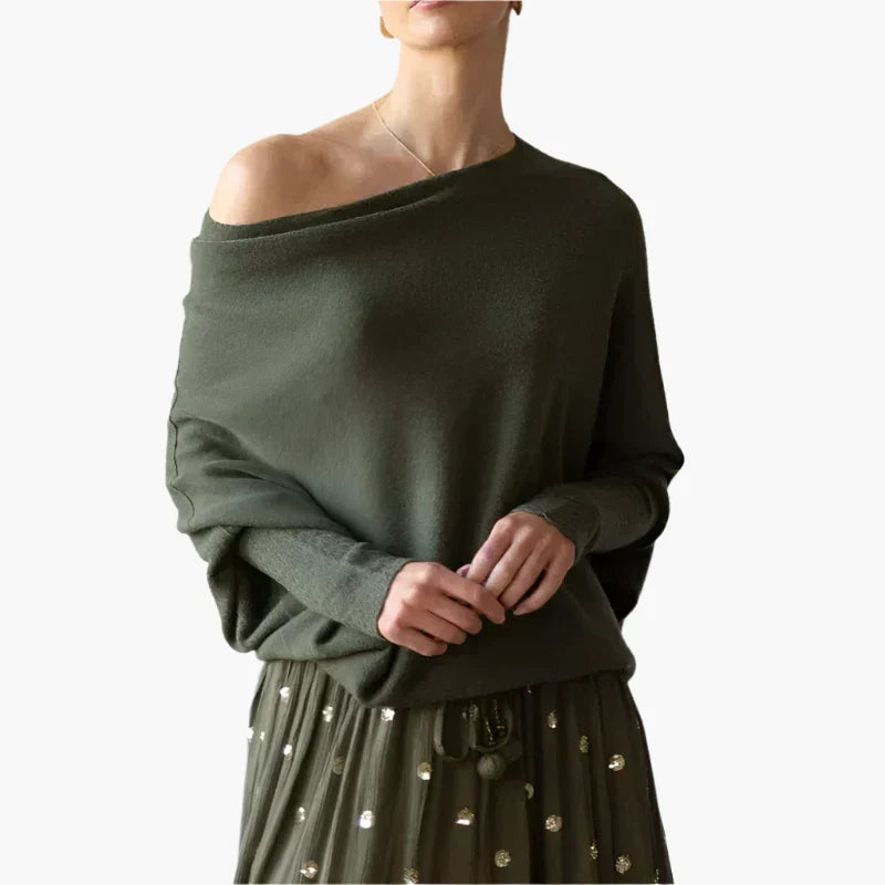 Lisbeth Beige Oversized Pullover mit Schulterfreiem Ausschnitt für Damen | Casual Freizeit Stil - S/M/L/XL/2XL