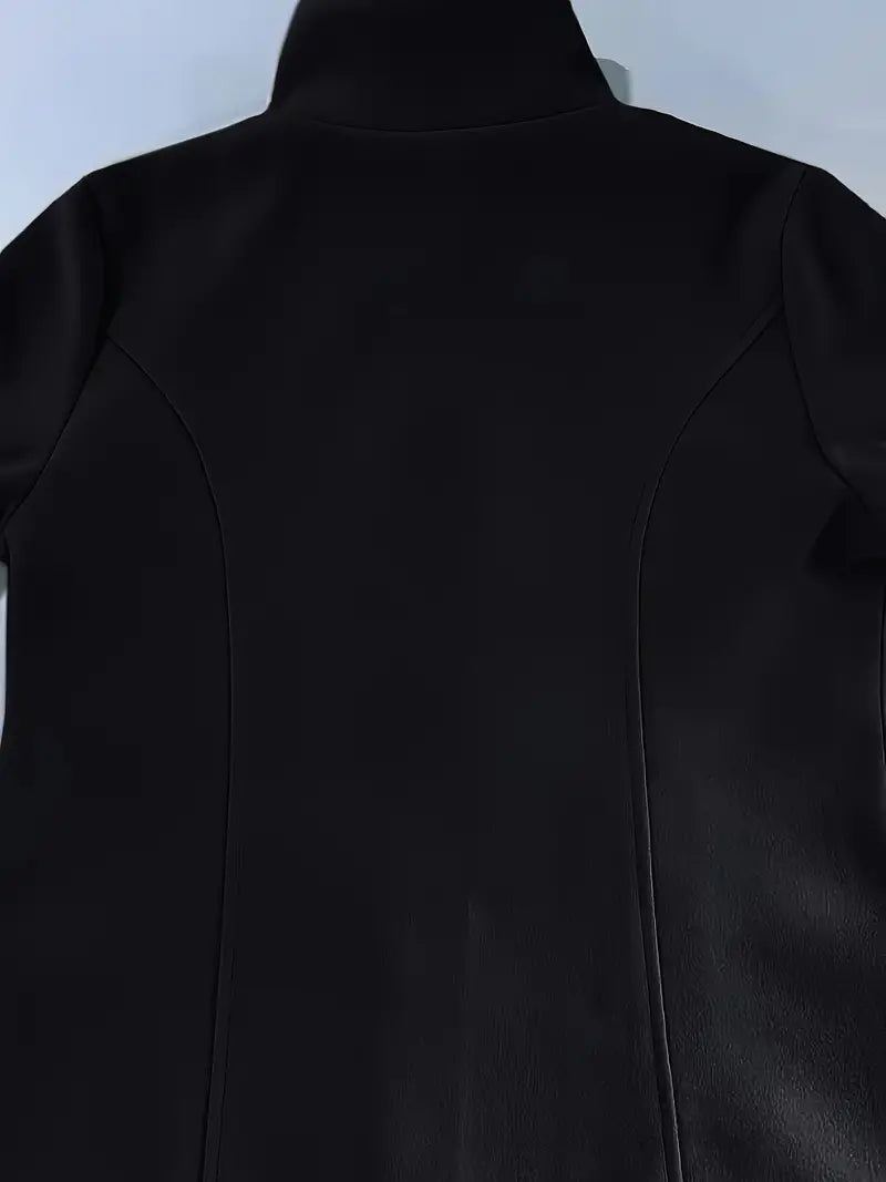 Renate Schwarz Taillierter Einreihiger Mantel für Damen | Eleganter Einknopfverschluss Herbst Casual - S/M/L/XL/2XL