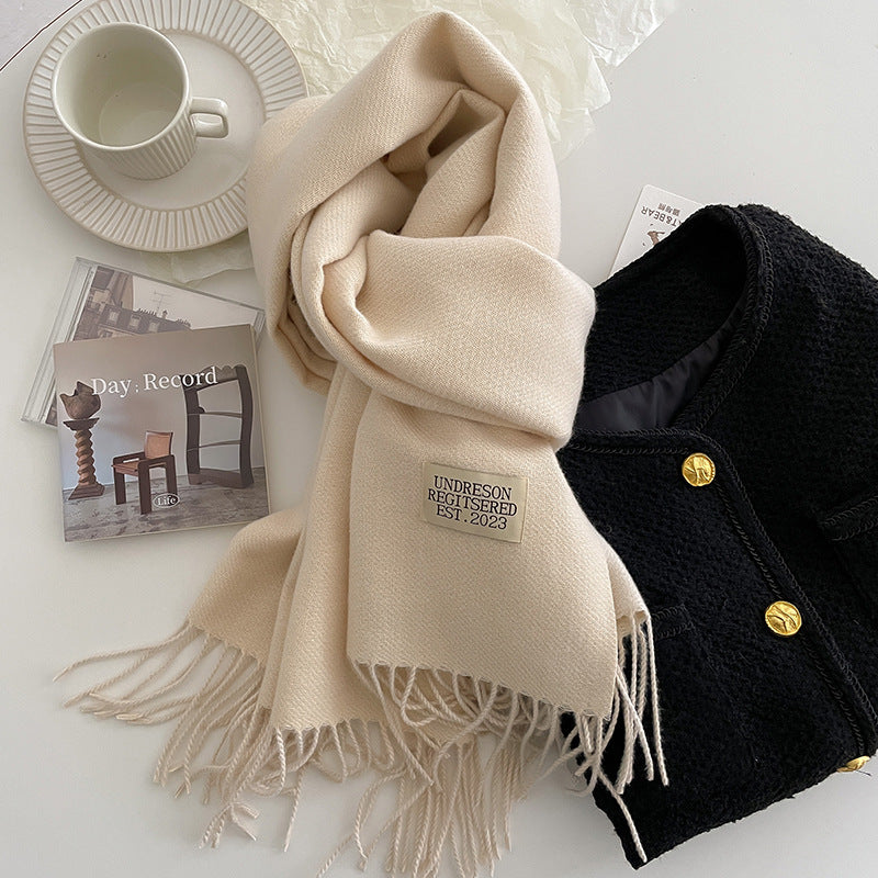Monika Sand Weicher Fransen-Winterschal für Damen | Zweifarbig und Einfarbig Casual Stil