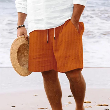 Werner Weiss Gestreifte Leinenoptik Shorts für Herren | Elastischer Bund Casual Fit | Strand und Freizeit - S-3XL