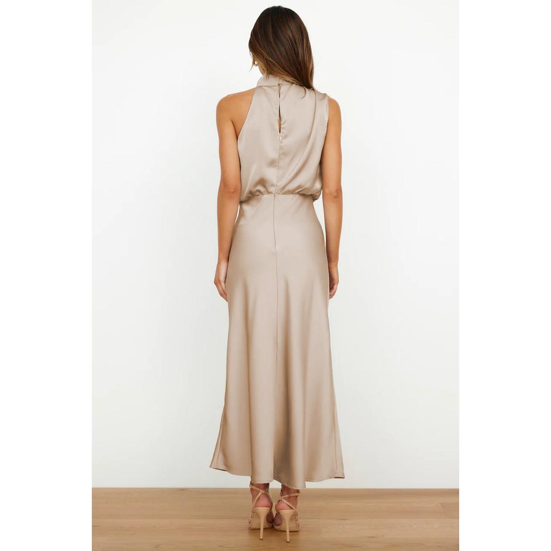 Sonja Hellgrün Satin Cowl-Neckholder Abendkleid für Damen | Elegante Silhouette | Hochzeit Abendanlass - S/M/L/XL