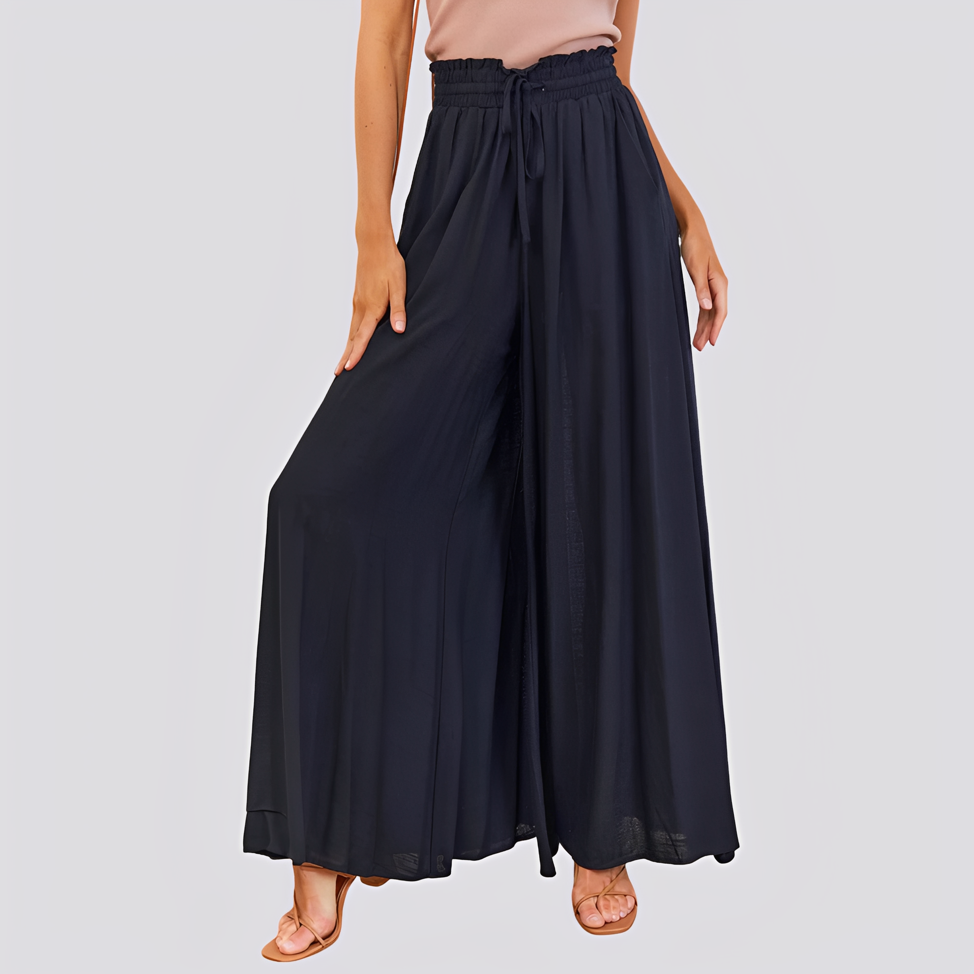 Regina Orange Weites Bein Palazzo Hose für Damen | Fliessende Passform | Alltag und Freizeit - S/M/L/XL/2XL
