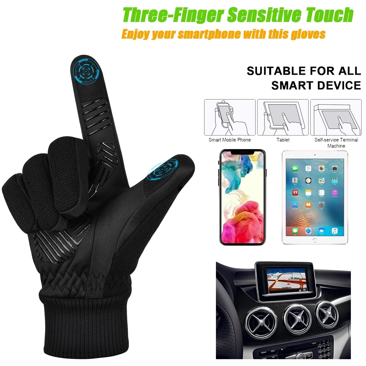 Werner Hellgrau Isolierte Touchscreen Winterhandschuhe für Herren | 3M Thinsulate Rutschfest Radfahren - S/M/L/XL/2XL