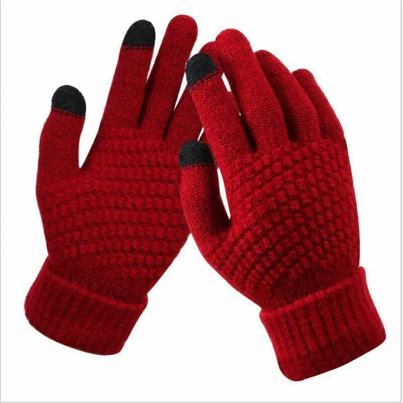 Hildegard Schwarz Gestrickte Touchscreen-Handschuhe für Damen | Warm Winter Strick - Einheitsgrösse
